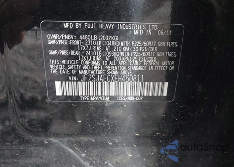 2014 Subaru Forester 2.5I Premium from USA, damaged, VIN JF2SJAECXEH460811